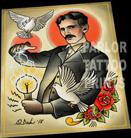 Nikola Tesla Tattoo Flash Art Print