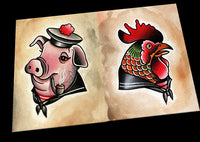 Chicken and Pig Nautical Tattoo Flash Prints