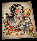 Stay Beautiful Makeup Tattoo Flash Art Print