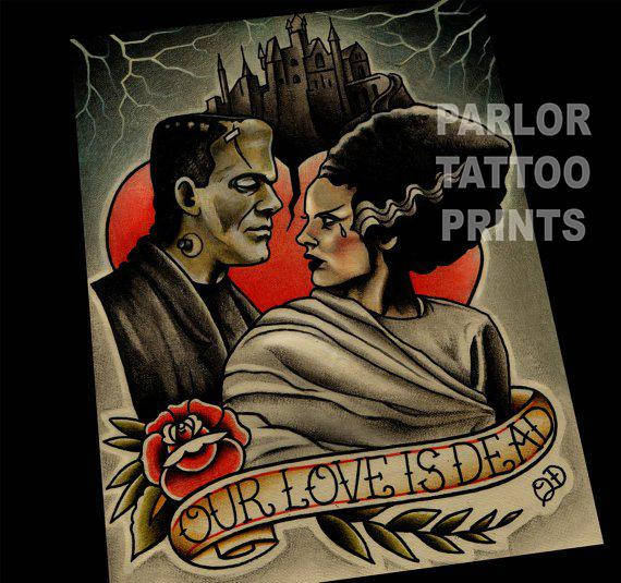 Our Love is Dead Frankenstein and Bride Flash Art Print
