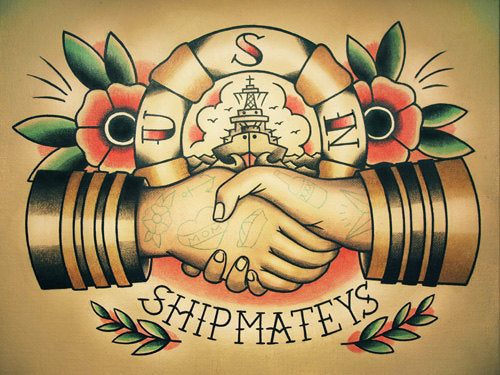 Sailor Handshake Traditional Tattoo Flash