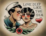 Sailor and Flapper Traditional Tattoo Print