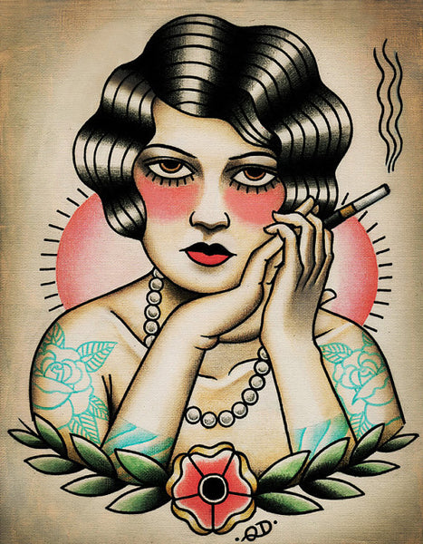 Smoking Flapper Art Print