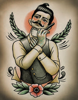 Shaving Victorian Man (Frontal View) Tattoo Print