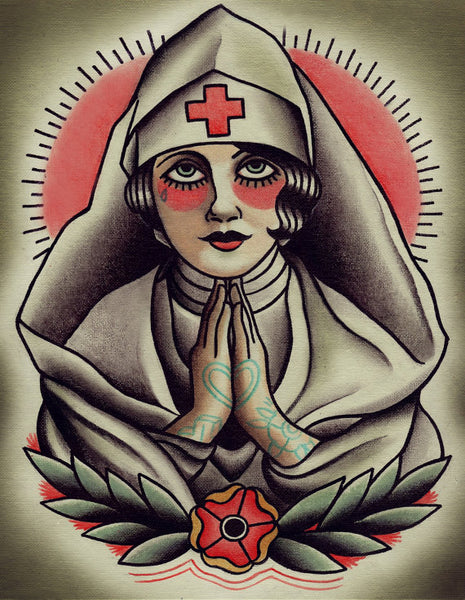 Holy Nurse Traditional Tattoo Flash