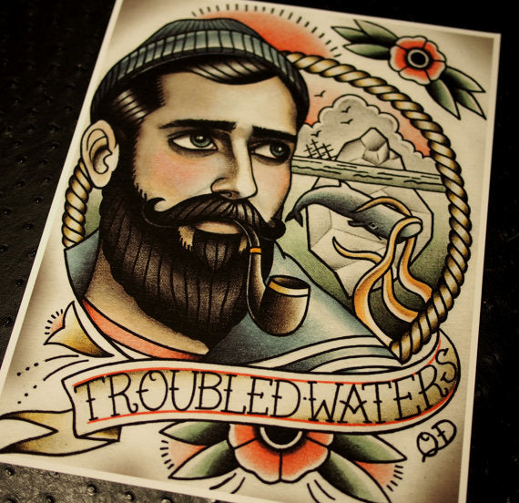 Troubled Waters Tattoo Art Print