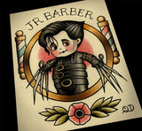 Edward Scissorhands Junior Barber Tattoo Flash Art Print