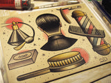 Tools of the Trade Barber Barbering Tattoo Flash Art Print
