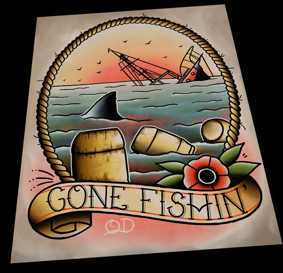 Jaws (Gone Fishin') Tattoo Flash Art Print