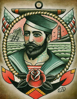 Sailorman acrylic painting on canvas panel