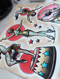 Circus babes Tattoo Flash Art Print