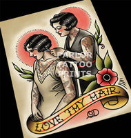 Love Thy Hair Hairstylist Tattoo Art Print